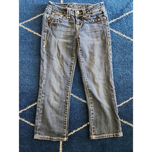 L.A Idol Women's Rhinestone  Medium Wash Jeans-Sz1 - Picture 2 of 9